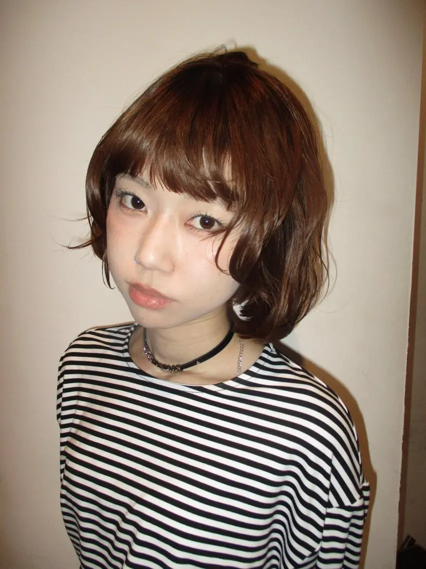 ミディアム カラー ブリーチ ブラウンカラー 原宿美容師 Sanaのヘアスタイル