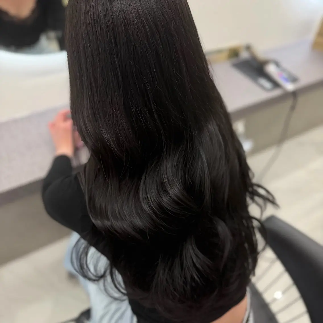 ロング カラー 黒髪 髪質改善 韓国風ヘア トリートメント カット ヘアカラー トリートメント hina/艶カラー/ 縮毛矯正/梅田のヘアスタイル