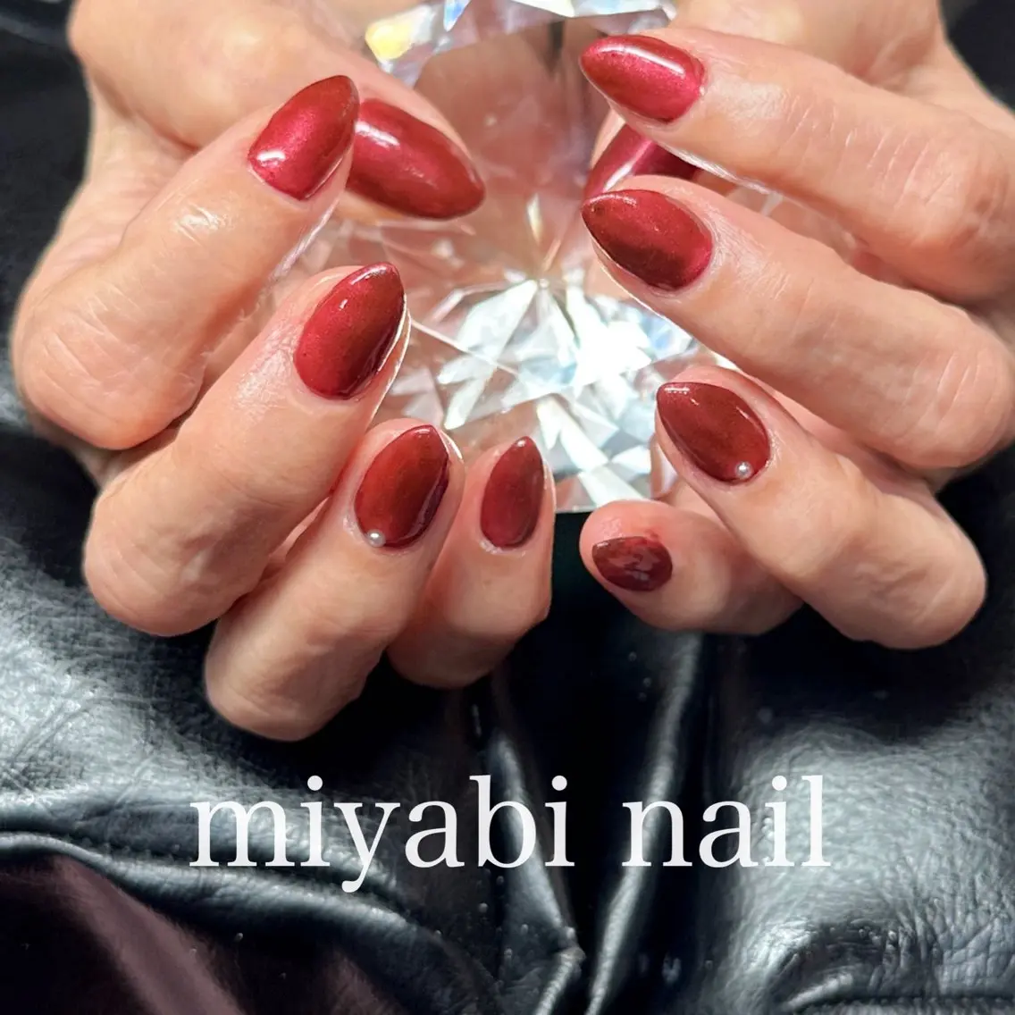 ネイル ボルドー ジェルネイル 持ち込み ワンカラーネイル シンプルネイル ハンドネイル miyabi nail 桂川駅近くのネイルデザイン