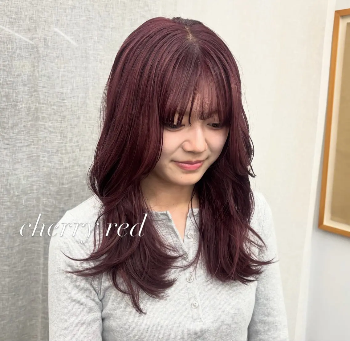 セミロング カラー ヘアカラー 【ヤマザキアヤメ】 艶カラー/縮毛矯正のヘアスタイル