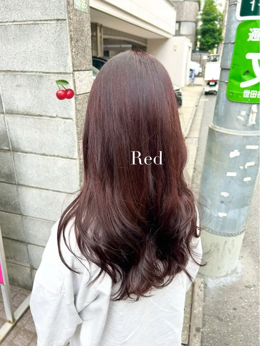 ロング カラー レッドカラー カット ヘアカラー トリートメント 暖色･似合わせカラー (廣石沙英🎀)のヘアスタイル