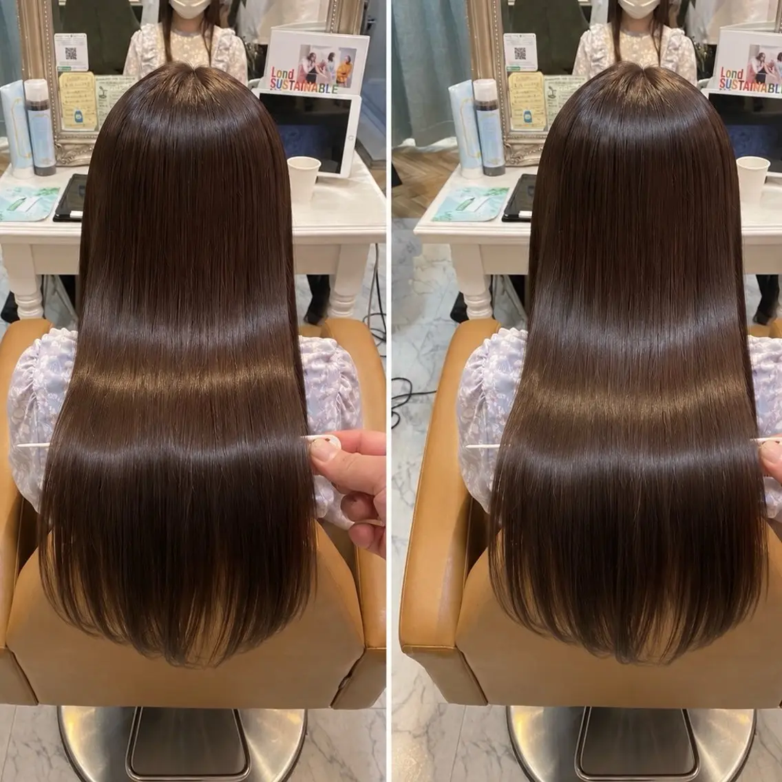 ロング カット 縮毛矯正 トリートメント 縮毛矯正/透明感 カラー/おばかんのヘアスタイル