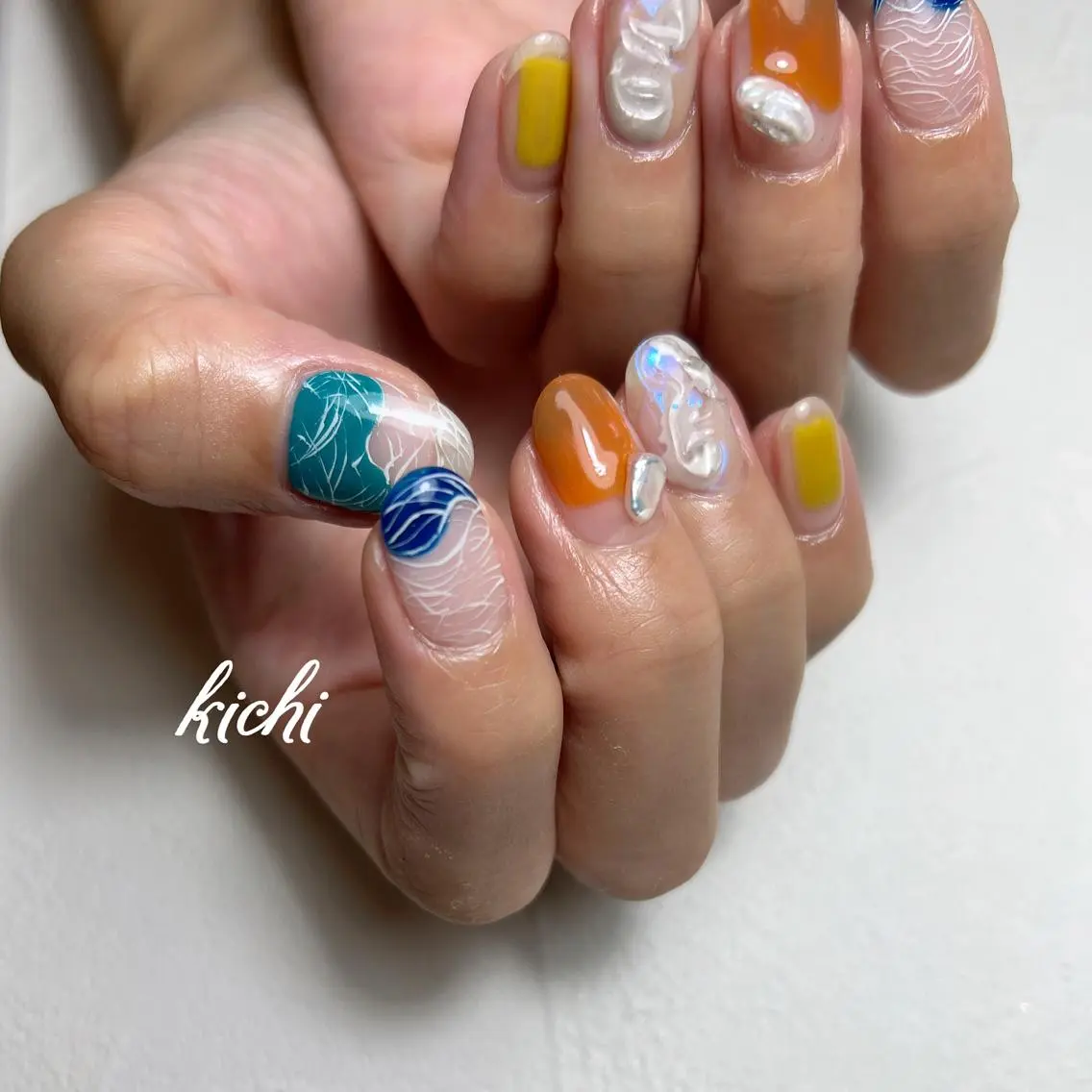ネイル ジェルネイル 持ち込み ニュアンスネイル パラジェル 夏ネイル kichi･: *のネイルデザイン