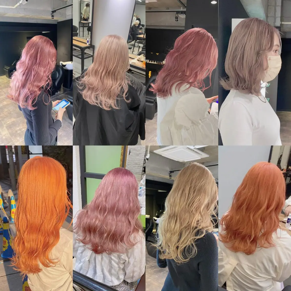ミディアム カラー ベージュカラー オレンジ ピンクカラー クリスマス esu 天満のヘアスタイル