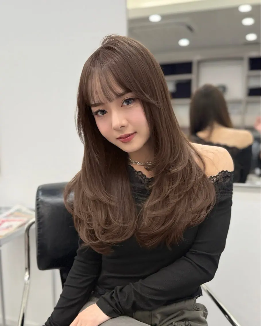 ロング カラー レイヤーカット カット ヘアカラー トリートメント 顔まわり職人🇰🇷 韓国ヘア/KAITOのヘアスタイル