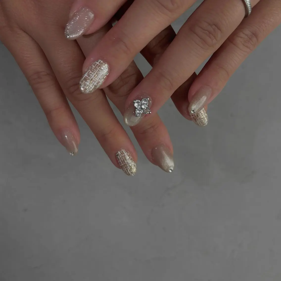ネイル ジェルネイル 持ち込み パラジェル ツイードネイル ハンドネイル K. nailのネイルデザイン