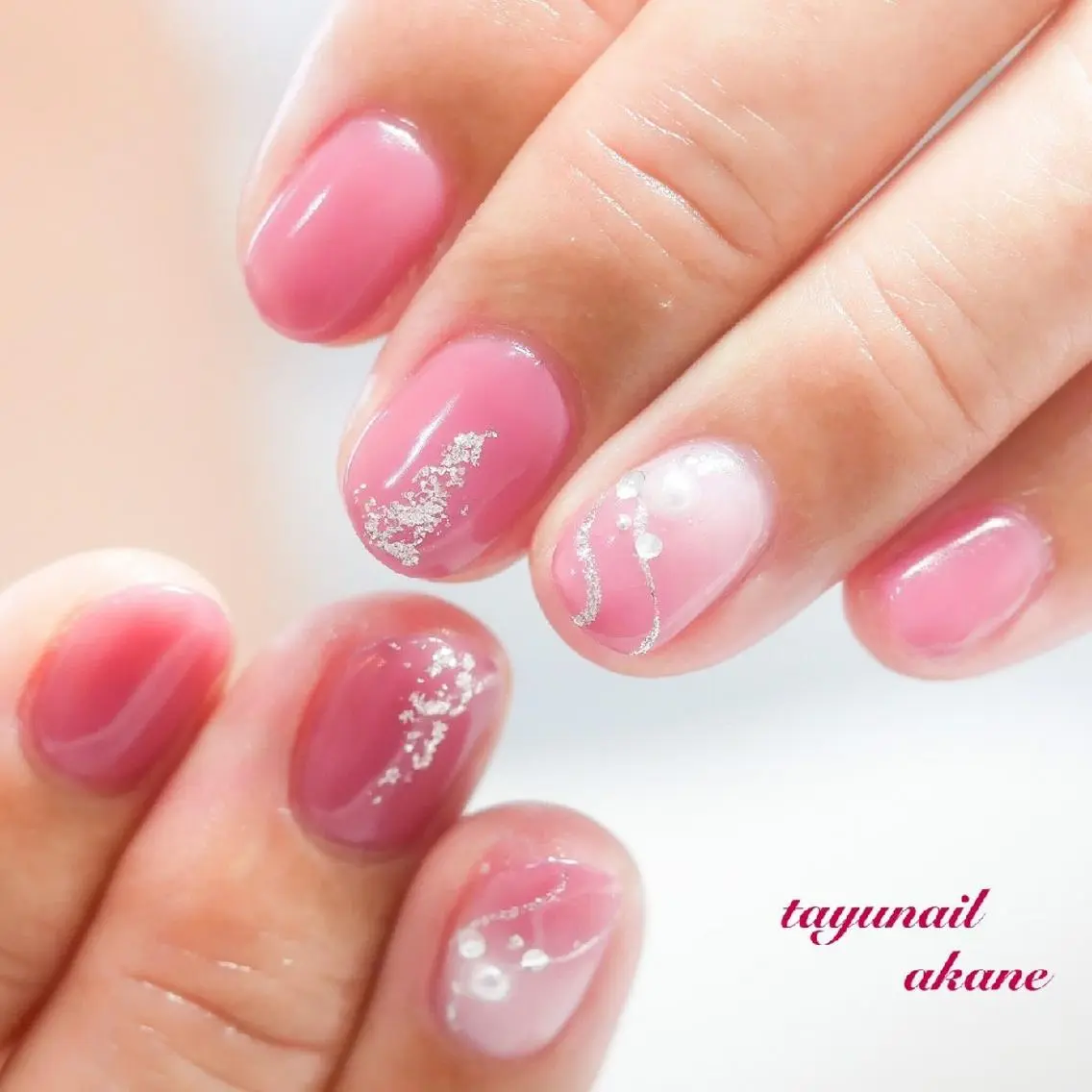 ネイル アートネイル ブルー ジェルネイル パラジェル ピンク ネイルサロン 【たゆnail】のネイルデザイン