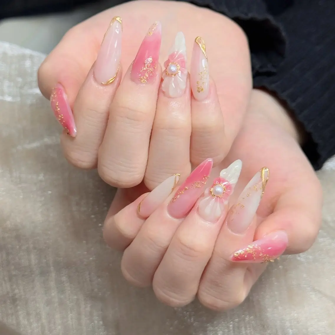 ネイル ロングネイル マグネットネイル リボン 夏ネイル スーパーロングネイル Hani Nail XUKAのネイルデザイン