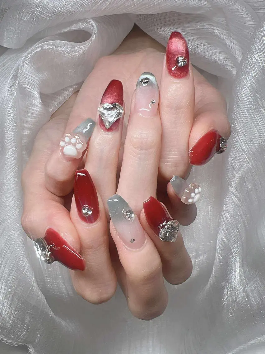 ネイル 長さ出し グラデーション 卒業式 キラキラネイル マグネットネイル ハンドネイル Lee Nailsのネイルデザイン
