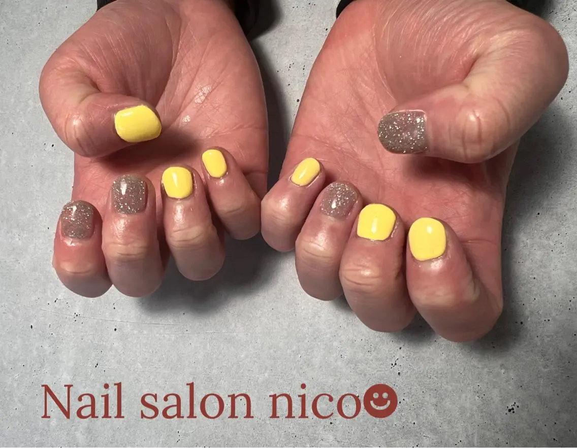 ネイル 春ネイル 黄色 Nail salon nico☻のネイルデザイン