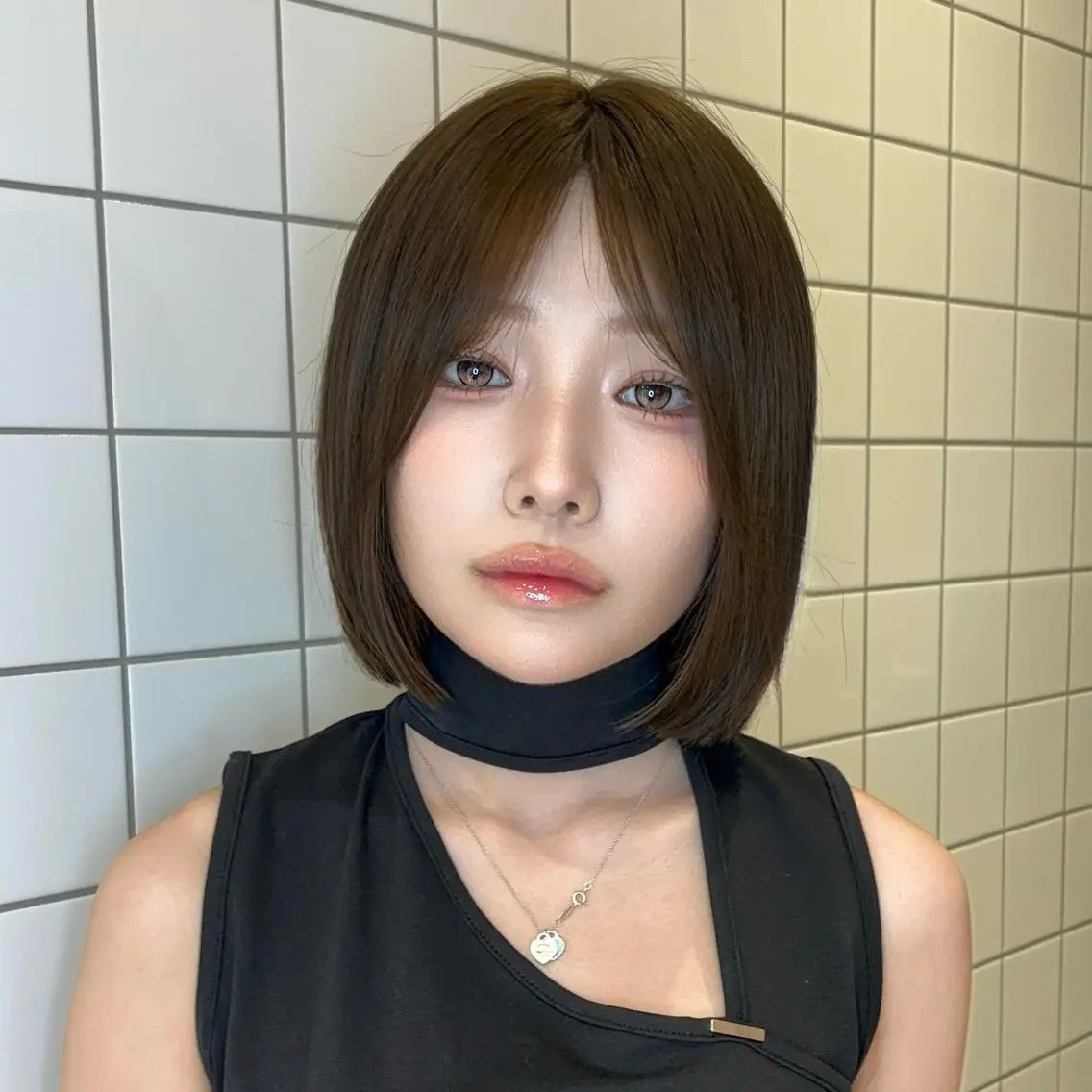 ミディアム カラー ヘアアレンジ ベージュカラー 透明感カラー ボブ 韓国風ヘア ワンホンヘア 韓国ヘア/ レイヤー/Rumiのヘアスタイル