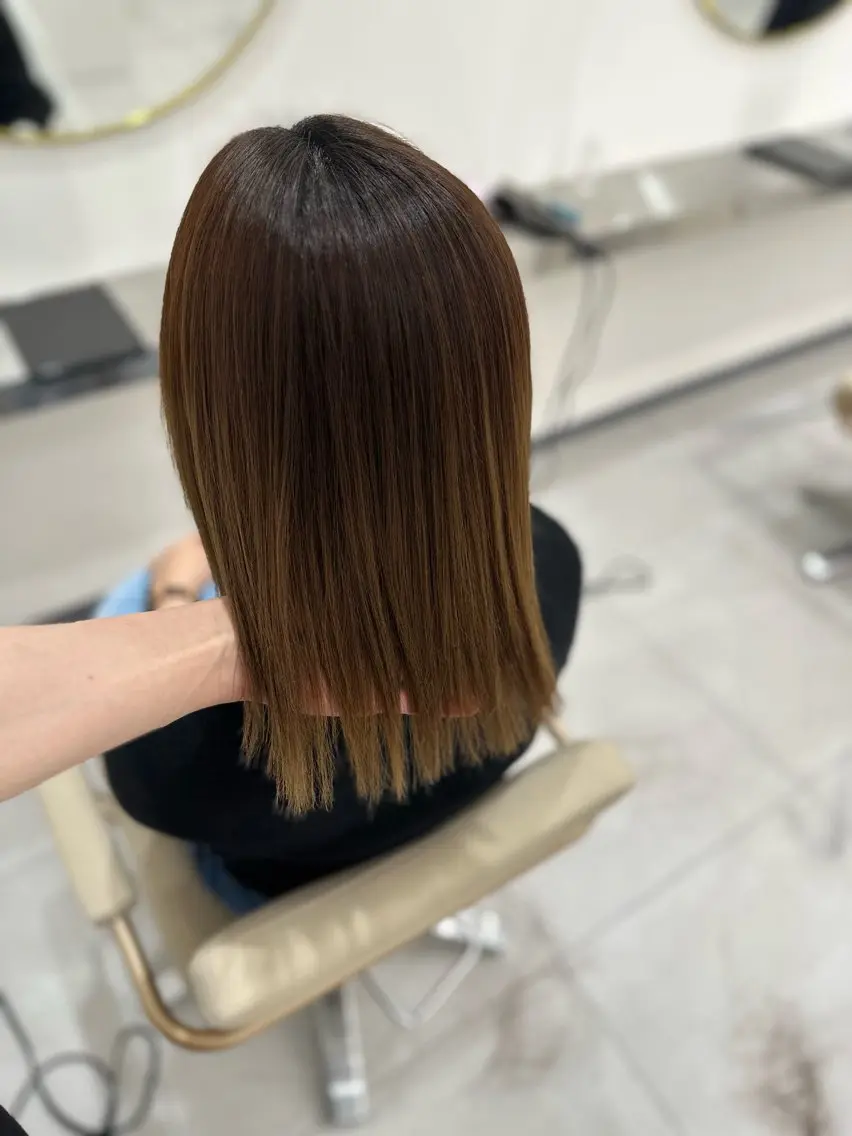 ミディアム 酸性ストレート カット 縮毛矯正 トリートメント oyama /髪質改善🌻のヘアスタイル