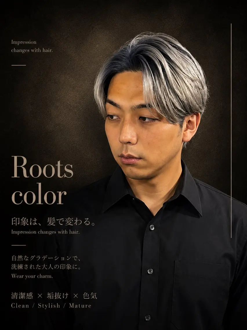 ミディアム カラー メンズ カット ヘアカラー メンズカラー支持率 No.1【心斎橋】のヘアスタイル