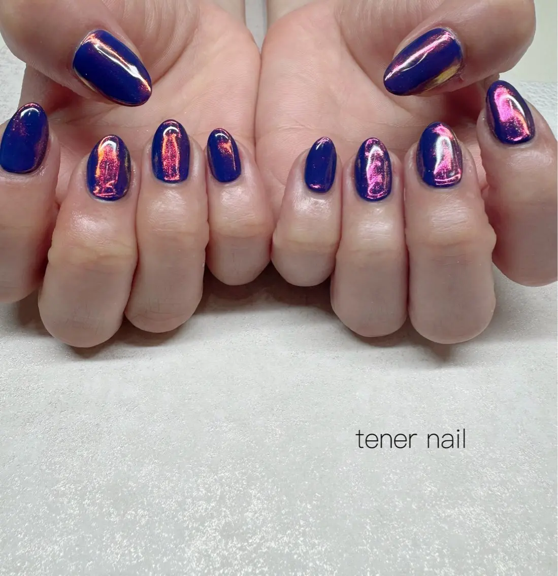 ネイル オーロラネイル ネイビー ハンドネイル テネルネイル tener nailのネイルデザイン
