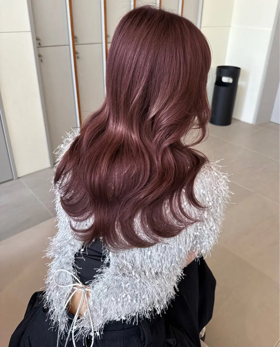 ロング カラー 透明感カラー ピンクカラー カット ヘアカラー トリートメント レイヤー/縮毛矯正/ 暖色/mao🎀のヘアスタイル