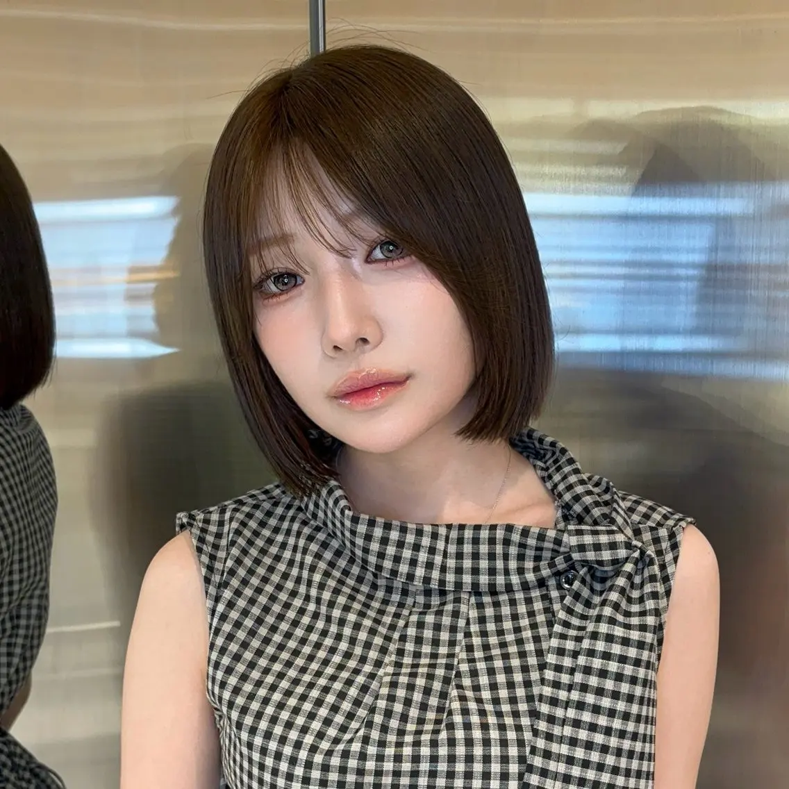 ミディアム カラー ヘアアレンジ ベージュカラー 透明感カラー ボブ 韓国風ヘア ワンホンヘア カット ヘアカラー トリートメント 韓国ヘア/ロー レイヤー/Rumiのヘアスタイル