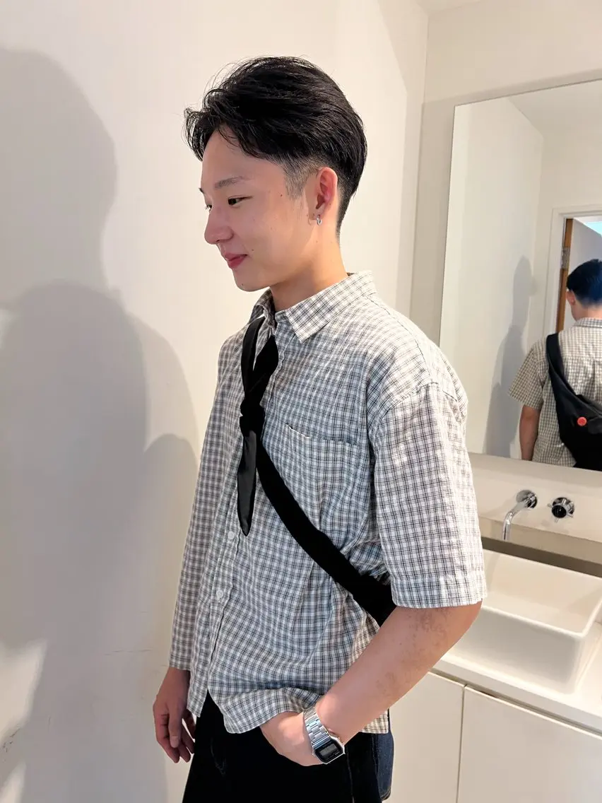 メンズ アイブロウ メンズパーマ カット kotoko 透け感カラーのヘアスタイル