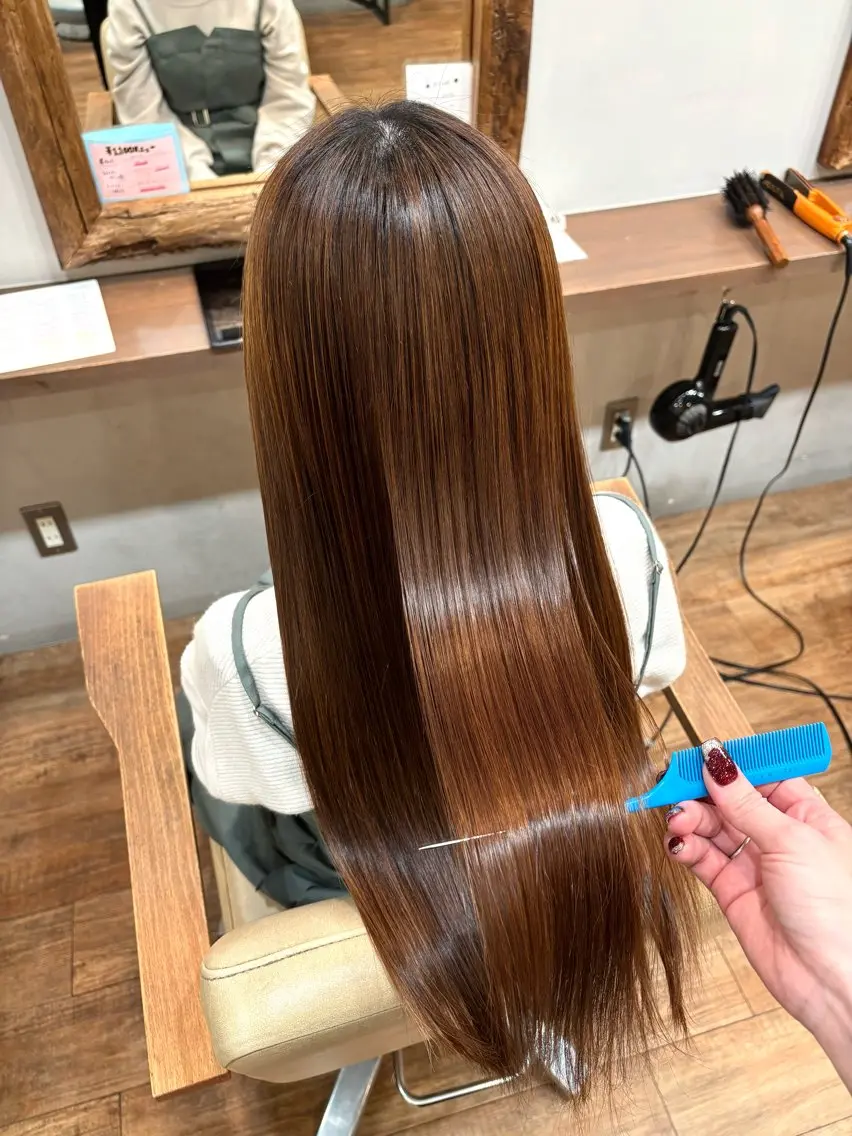 ロング 縮毛矯正 あべ ゆうか🪽艶髪のヘアスタイル