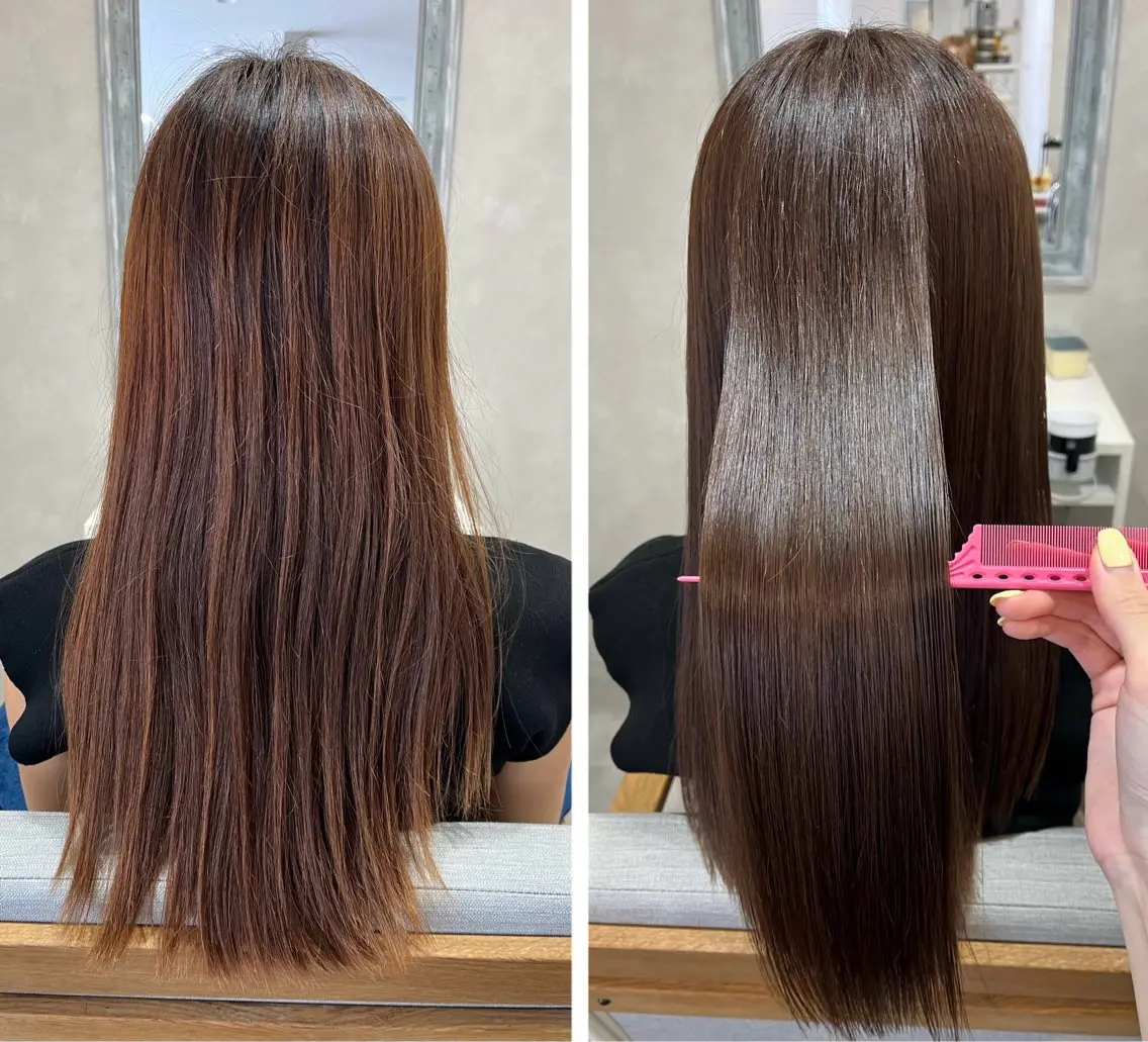 ロング カット ヘアカラー トリートメント 森 愛友のヘアスタイル