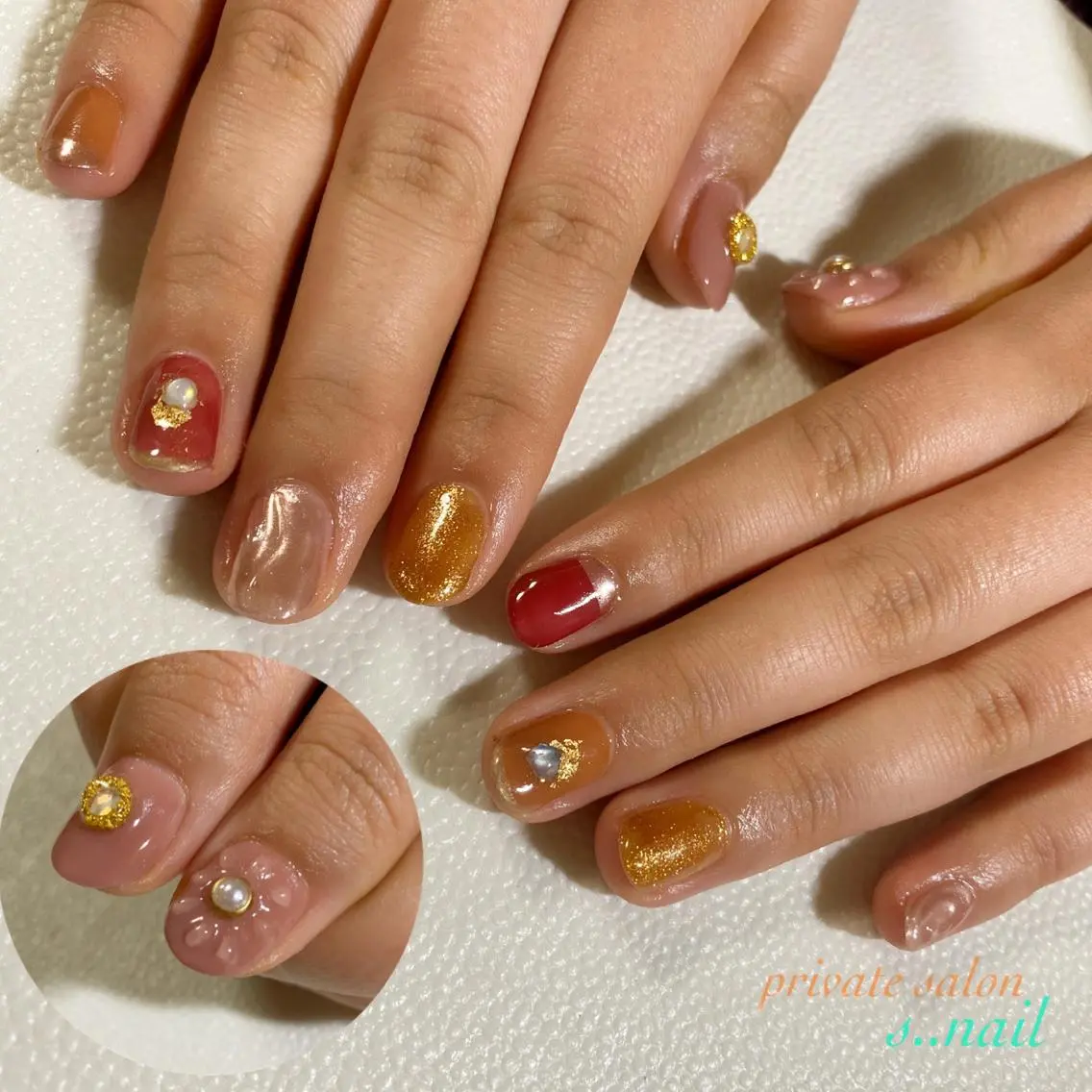 ネイル フラワーネイル ジェルネイル ニュアンスネイル ぷっくりネイル ハンドネイル フットネイル s..nail / MORITAのネイルデザイン
