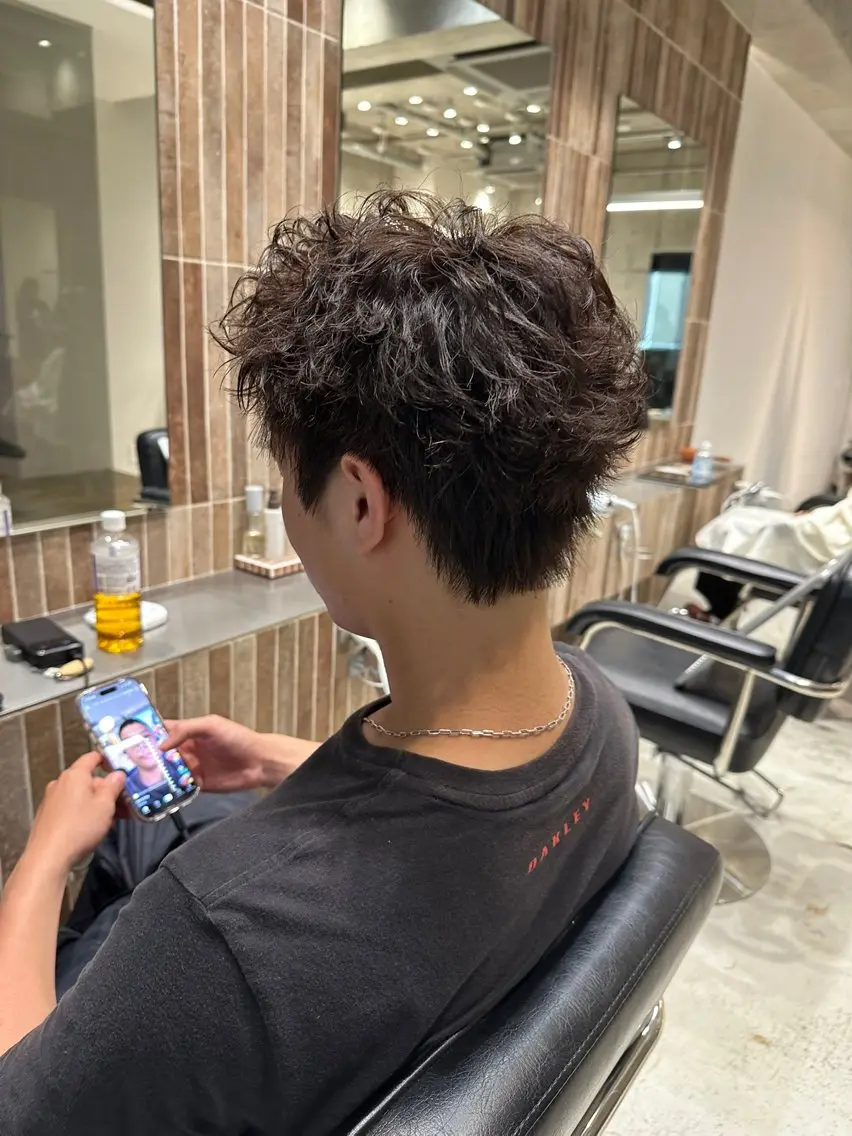 ショート パーマ メンズ メンズパーマ ショートヘア カット パーマ トリートメント ヘアセット 横浜/メンズ特化/ Farbe/田中颯斗のヘアスタイル