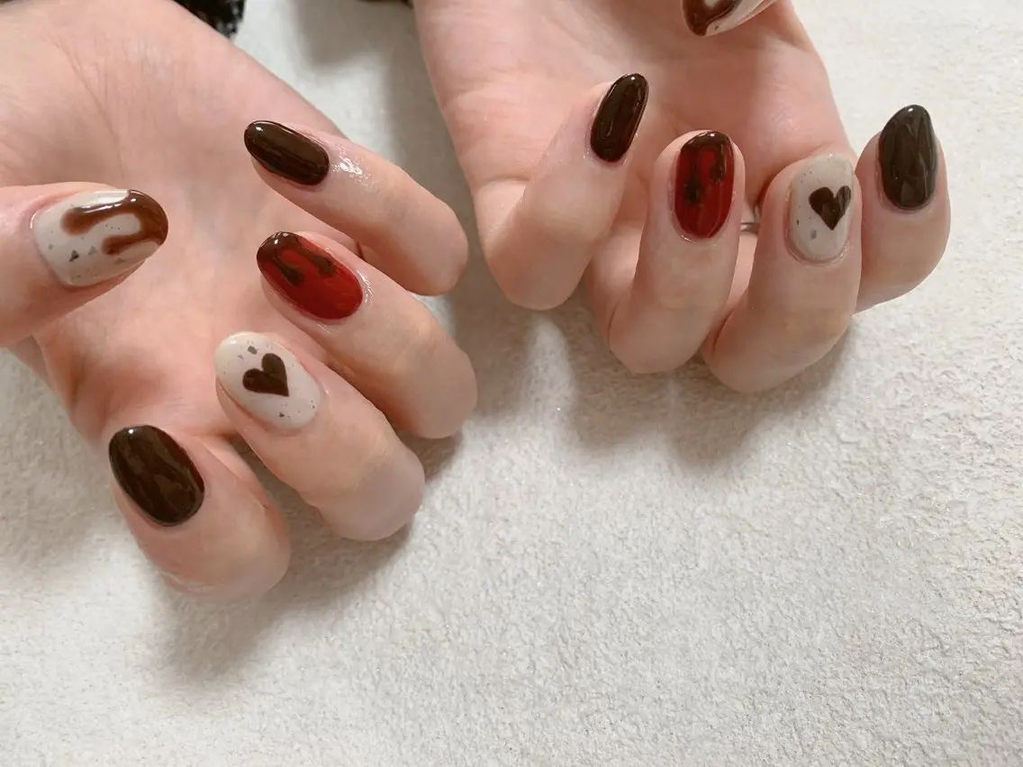 ネイル ジェルネイル 韓国ネイル メンズネイル パラジェル バレンタイン kiki nail たまプラーザのネイルデザイン