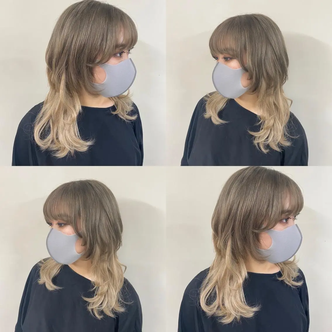 ロング カラー ブリーチ デザインカラー ハイトーンカラー エクステ ウルフカット エクステ ハイトーン 💭黒崎ハルカのヘアスタイル