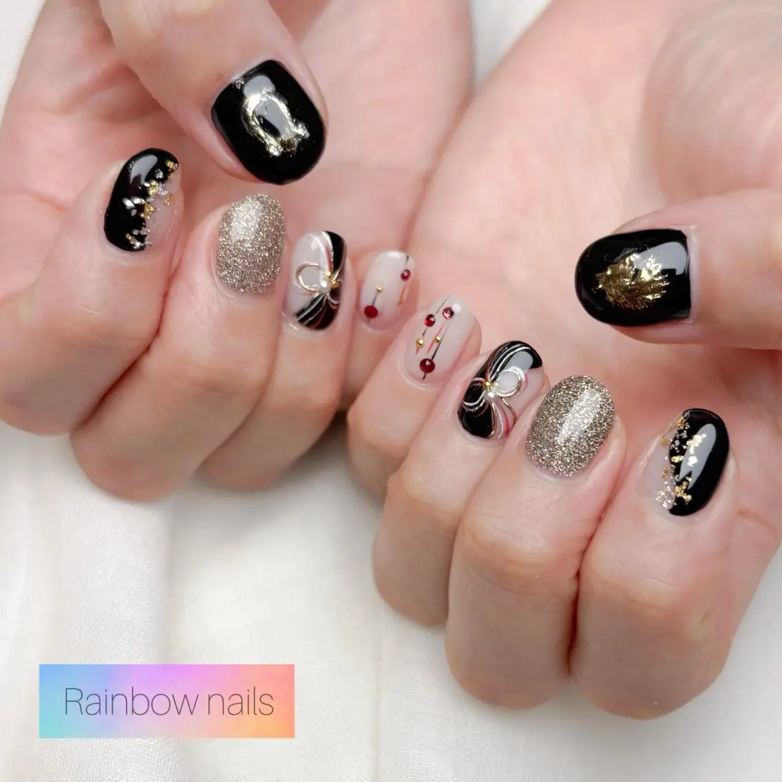 ネイル ハンドネイル Rainbow nailsくろちゃんのネイルデザイン