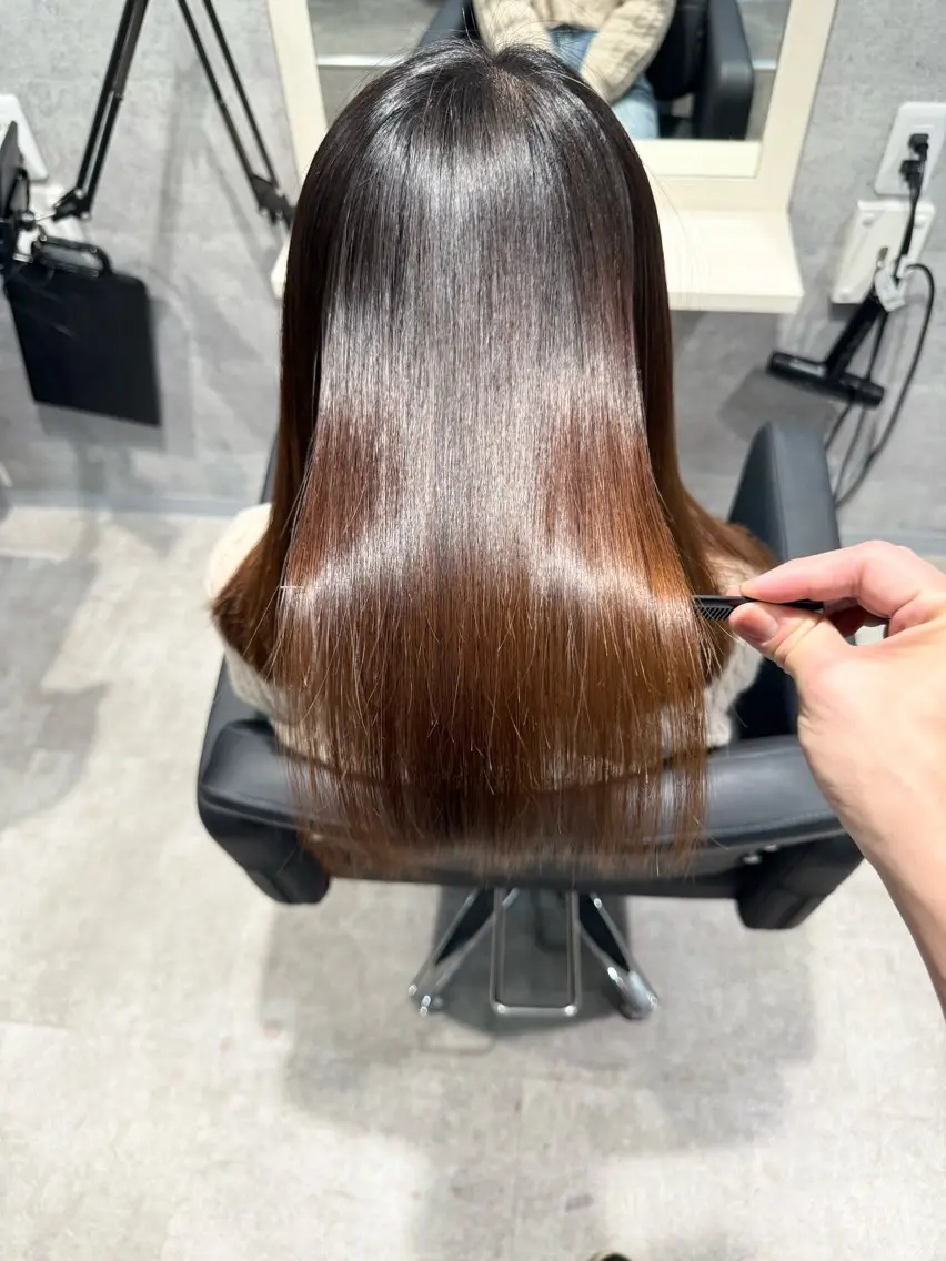 ロング 縮毛矯正 トリートメント 細字 達哉のヘアスタイル