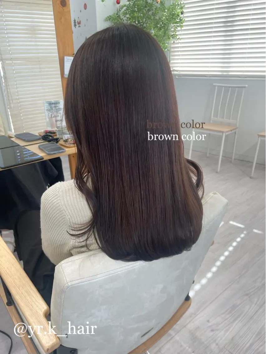 セミロング カラー ブリーチ ブラウンカラー ブリーチなしカラー 赤味消し.髪質改善 🌿𝘠𝘜𝘙𝘐のヘアスタイル