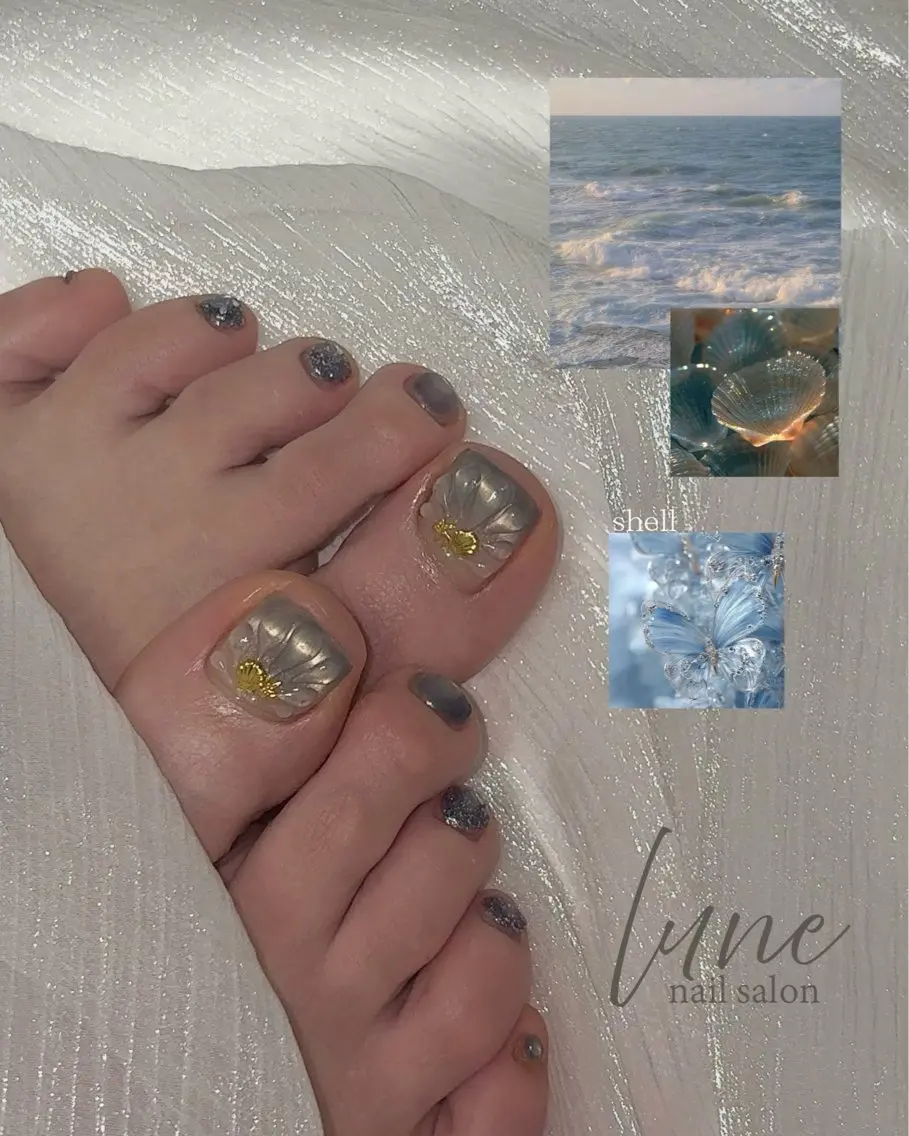 ネイル マグネットネイル フットネイル nail salon luneのネイルデザイン