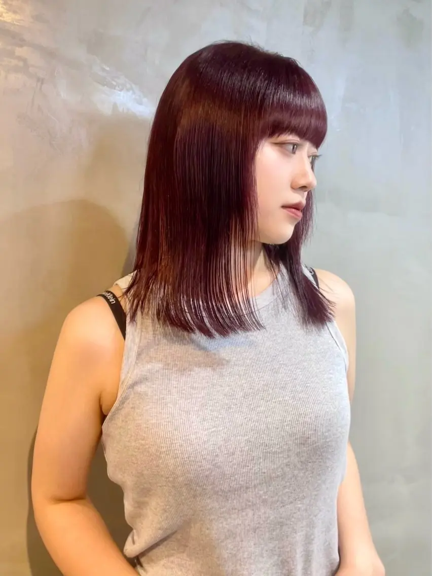 ミディアム カラー ヘアカラー トリートメント カノン/透明感カラー /酸性ストレートのヘアスタイル