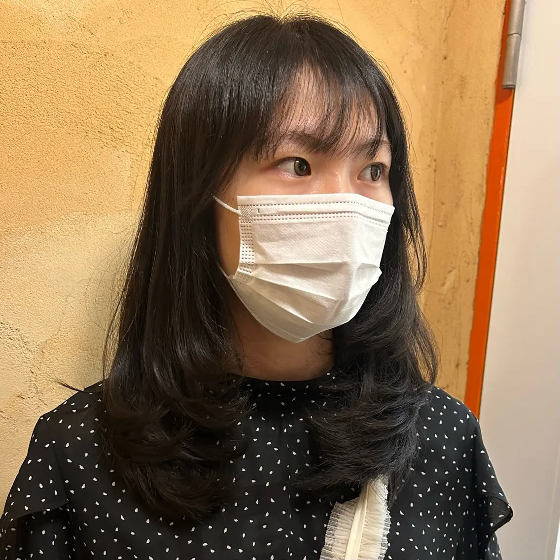 ミディアム ボブ くびれヘア 顔周りカット 韓国風ヘア レイヤーカット ブリーチなしベージュ /ヘアセット/ミユのヘアスタイル