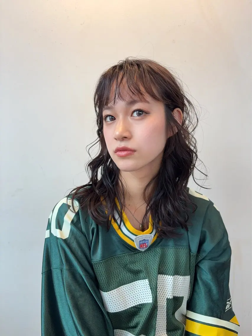ミディアム ミディアムパーマ 似合わせカット‪// 鶴我万唯華のヘアスタイル