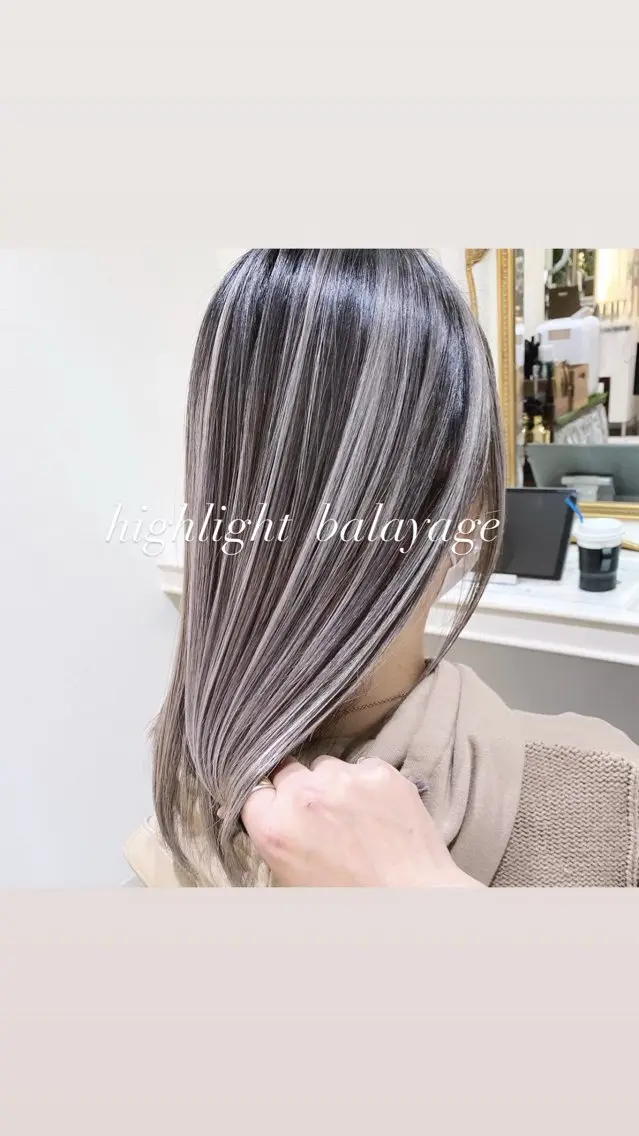 セミロング カラー バレイヤージュ ベージュカラー 透明感カラー グレージュ ハイライトカラー ヘアカラー トリートメント 大宮/バレイヤージュ 髪質改善/澤田隆誠のヘアスタイル