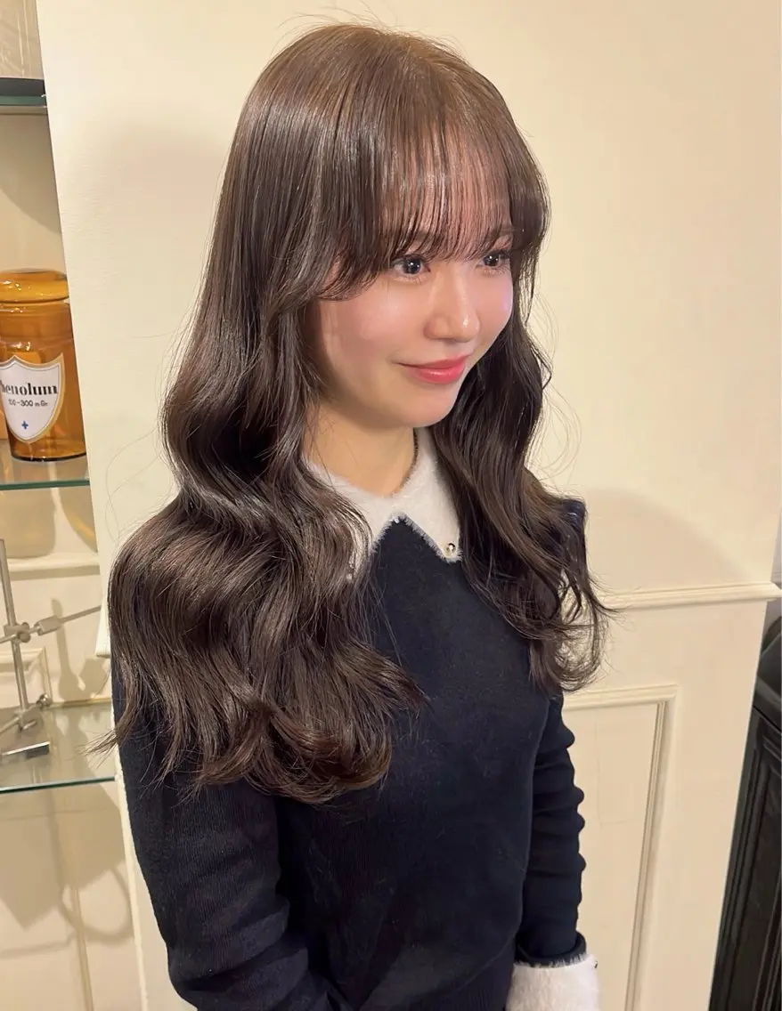 ロング カラー ブラウンカラー チョコレートブラウン 美咲🤎 /艶カラー /ハイライトカラーのヘアスタイル