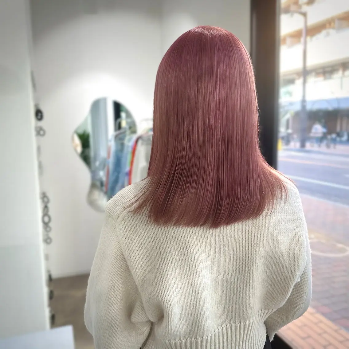 セミロング カラー ベージュカラー ブリーチ ピンクカラー ピンクベージュ カット ヘアカラー トリートメント ボブ/ショート特化/ 船橋徒歩2分/ERIのヘアスタイル