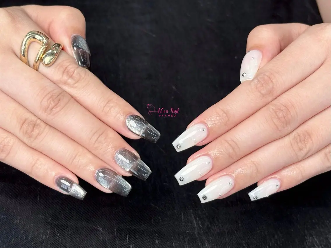 ネイル 桜ネイル 長さ出し フラワーネイル フレンチネイル ジェルネイル ハンドネイル ACon NailSalonのネイルデザイン