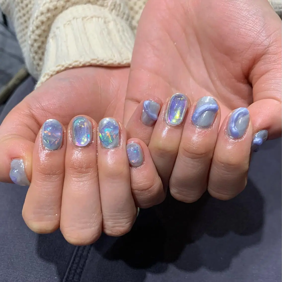 ネイル 氷ネイル・うるうるネイル ハンドネイル nailist Chisakiのネイルデザイン