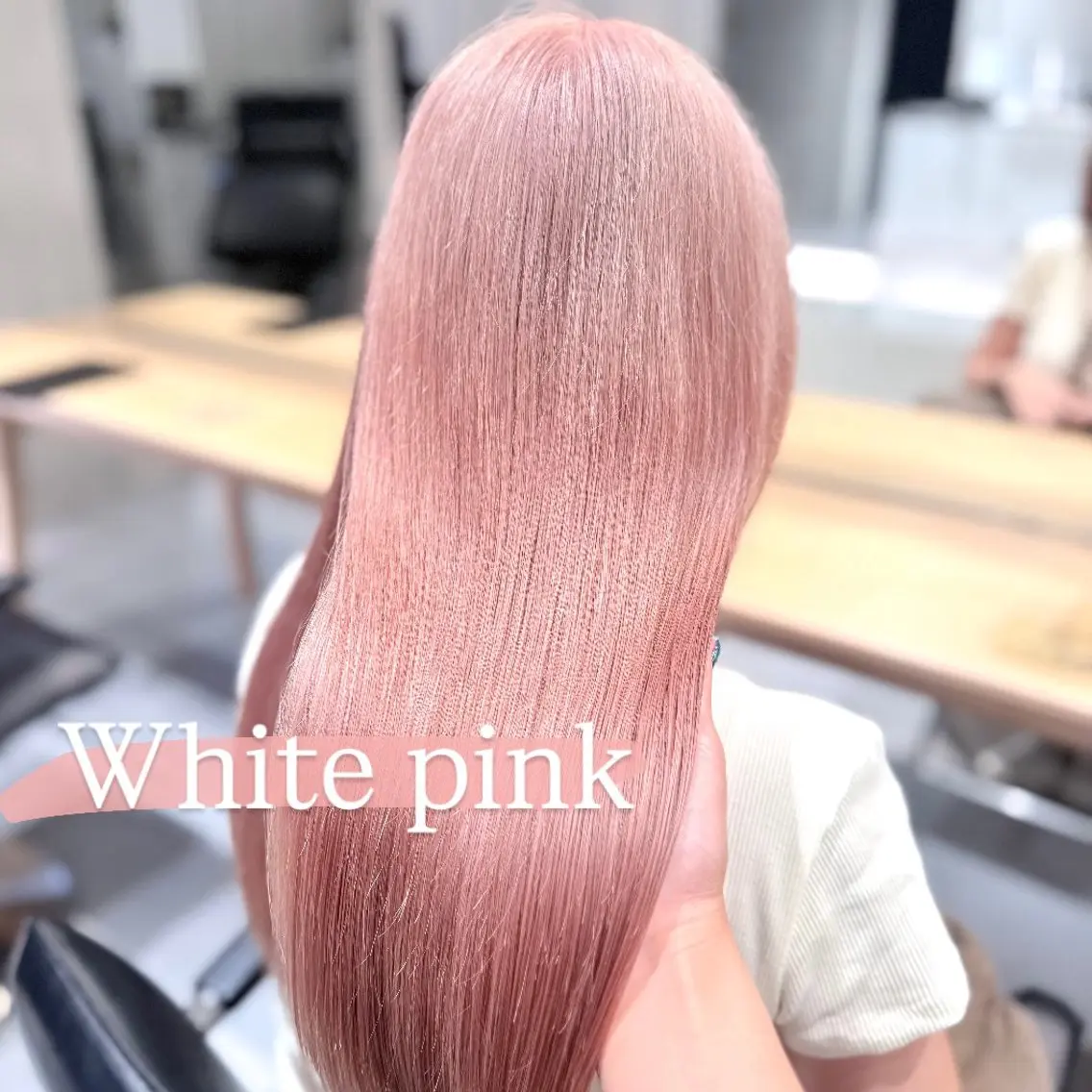 セミロング カラー ブリーチ ハイトーンカラー ピンクカラー ホワイトピンク ヘアカラー トリートメント ツヤ髪/ハイトーン 💎Nokaのヘアスタイル