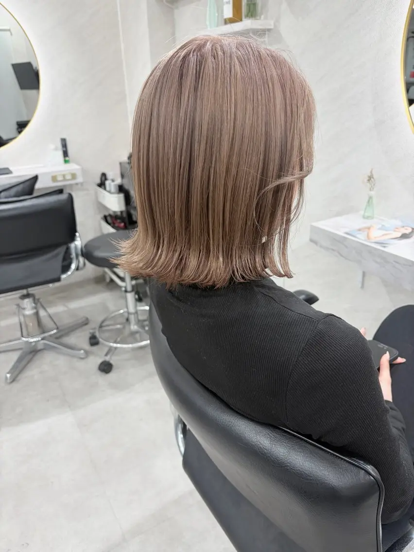 ミディアム ヘアカラー トリートメント 髪質改善will hairdesignのヘアスタイル