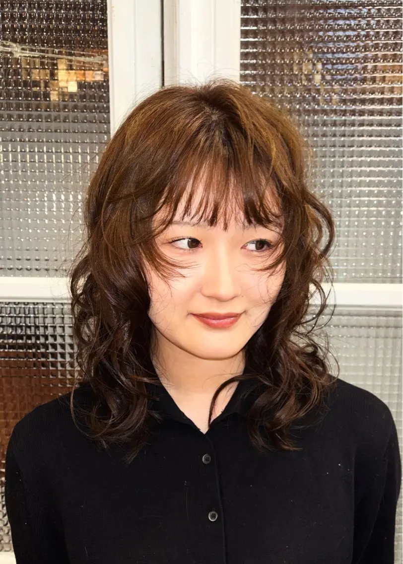 ミディアム カラー パーマ レイヤー/似合わせ/ アレンジ🫧ﾆﾍｲ。のヘアスタイル