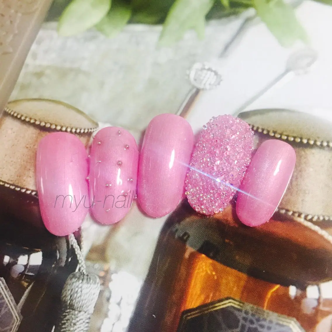 ネイル マグネットネイル ピンク シンプルネイル ネイルチップ ホームサロン myu-nailのネイルデザイン