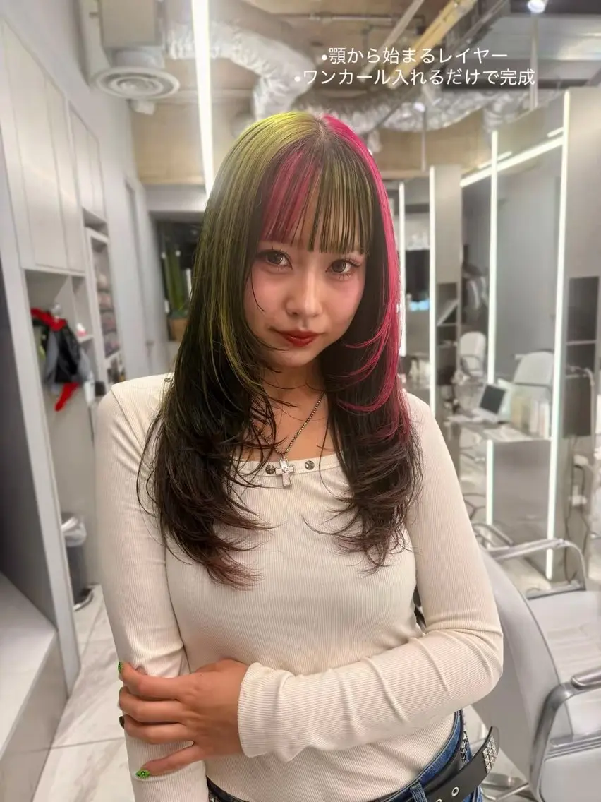 ロング カラー カット ヘアカラー トリートメント ハイトーンレイヤー 顔まわりSOTAのヘアスタイル
