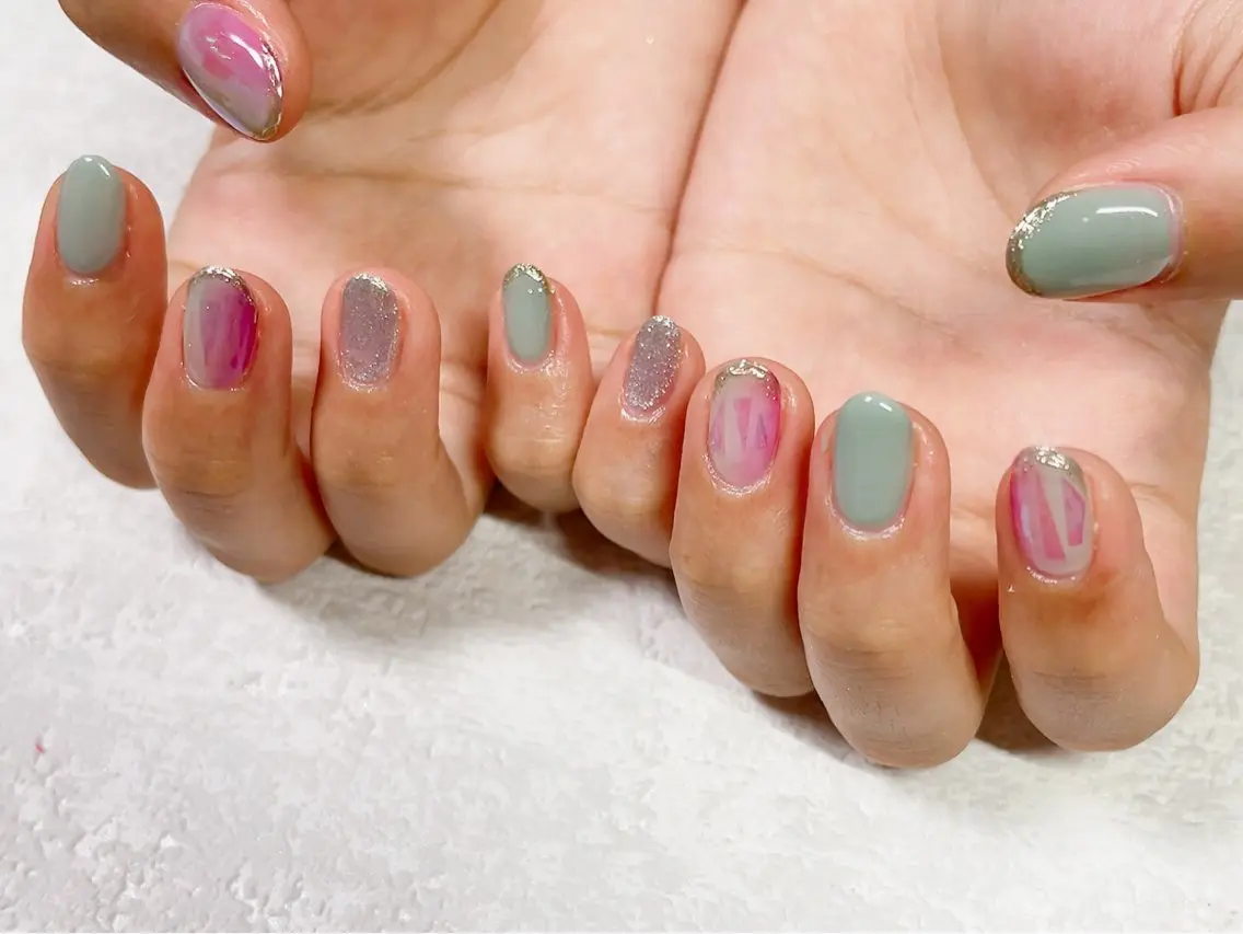 ネイル ジェルネイル キラキラネイル 韓国ネイル メンズネイル ミラーネイル ハンドネイル kiki nail &brow二子玉川のネイルデザイン