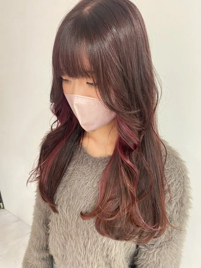 カラー ブリーチ インナーカラー ピンクカラー ヘアカラー BIANCA伊勢崎 mayaのヘアスタイル