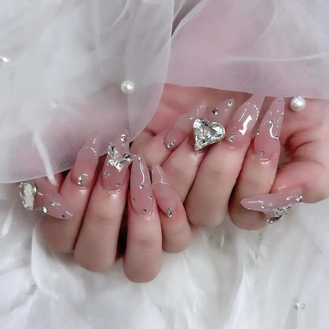 ネイル アートネイル クリアネイル 長さ出し フラッシュネイル キラキラネイル kana nailのネイルデザイン