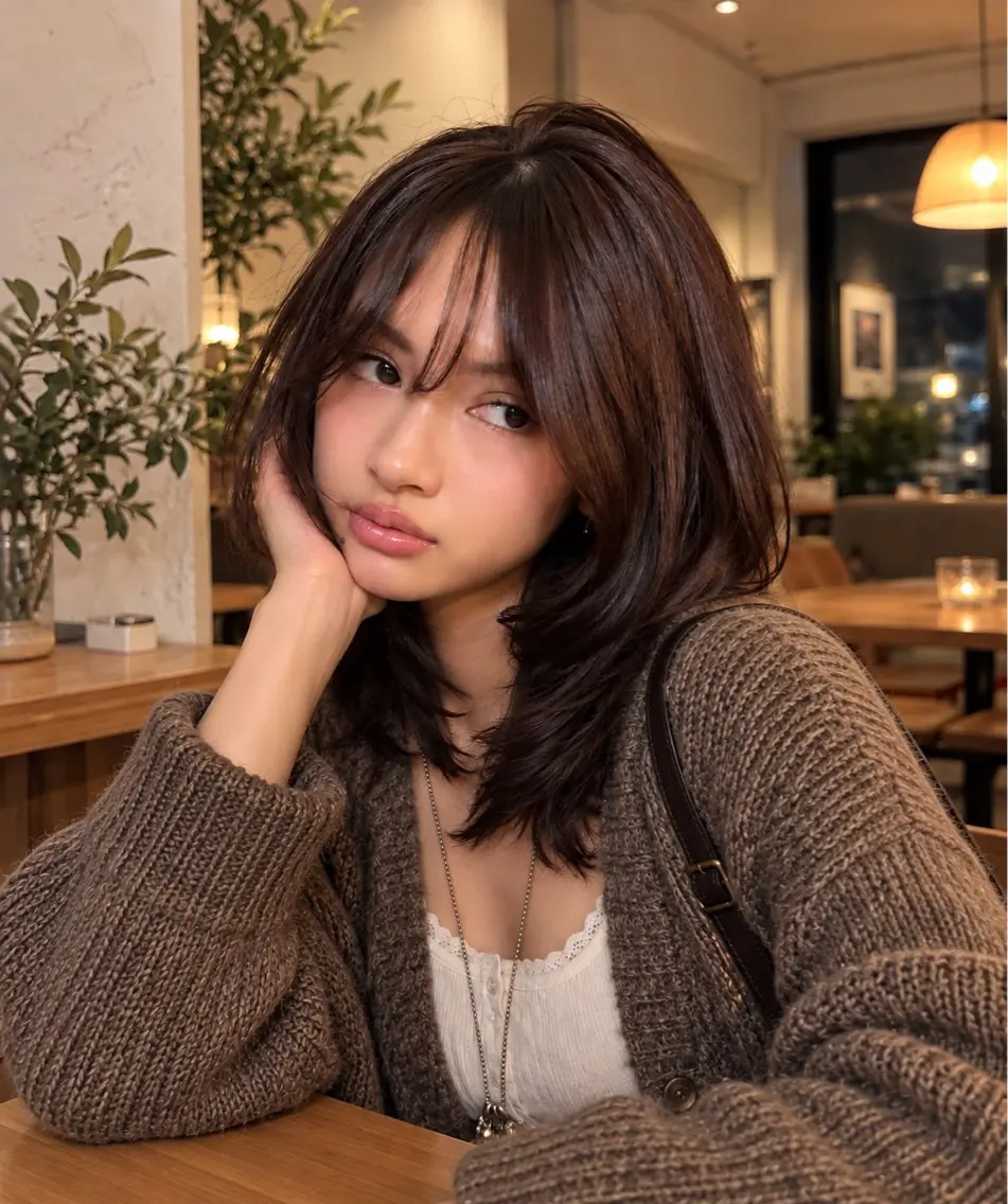 ミディアム カラー カット ヘアカラー トリートメント 🦋韓国レイヤー 艶髪矯正🦋凛太郎のヘアスタイル