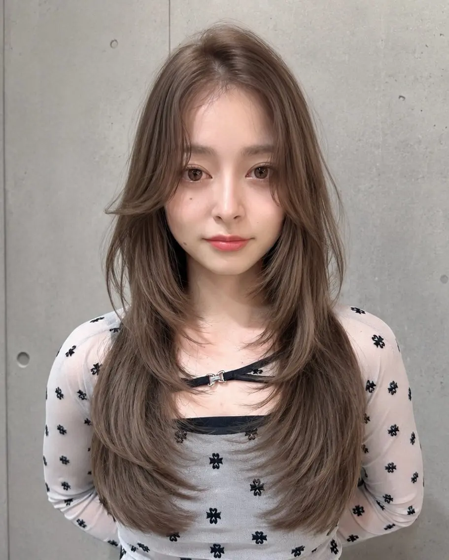 ロング カラー カット ヘアカラー トリートメント 新宿/韓国レイヤー 髪質改善カラー/角所のヘアスタイル