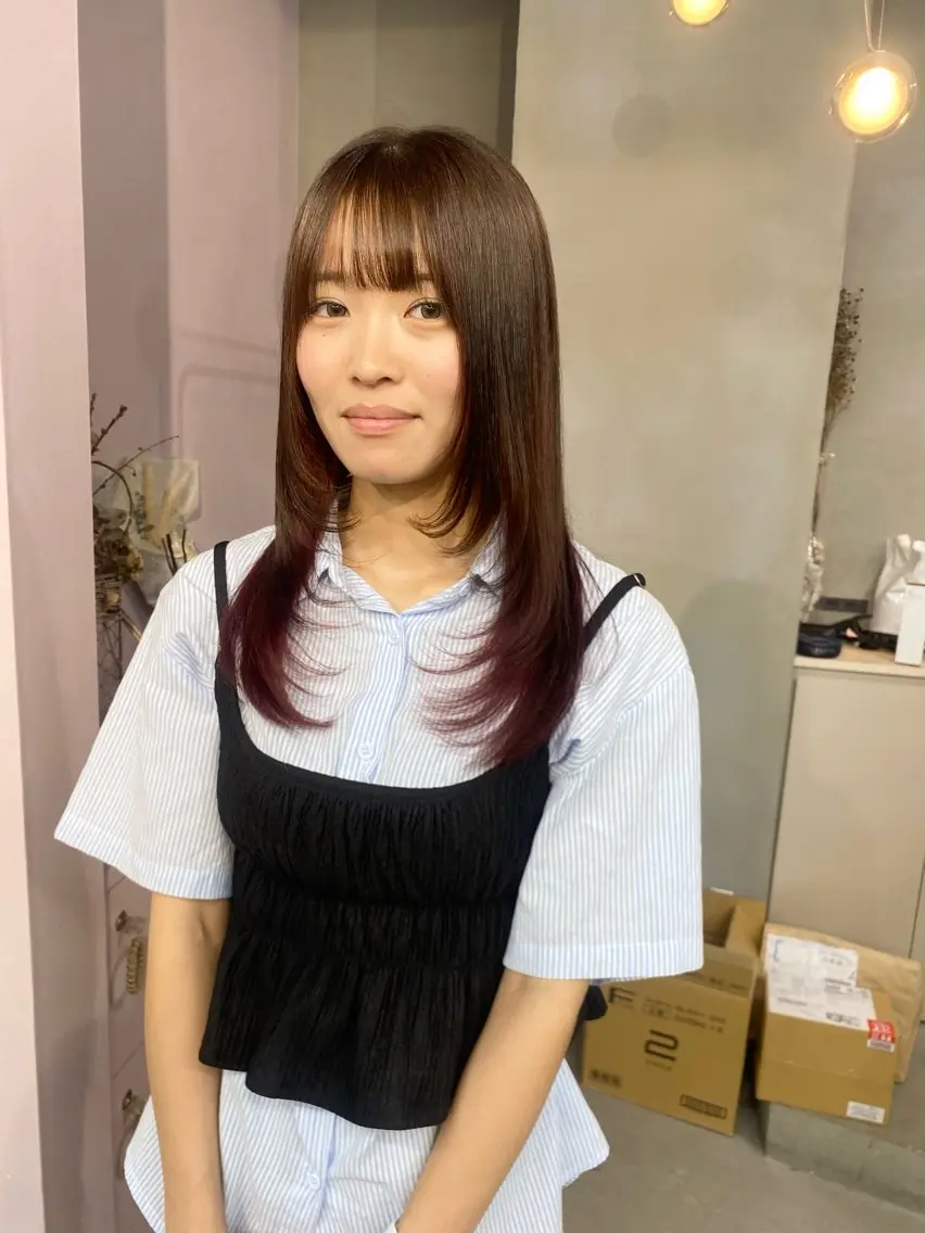 セミロング カラー ヘアカラー 前橋 姫奈のヘアスタイル